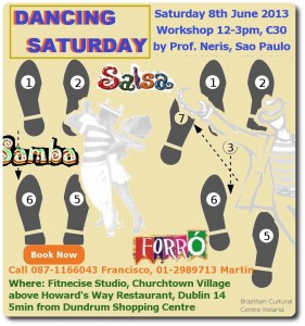 Latin Dance Salsa Samba Forró Workshop Classes with Professor Neris from Brazil, São Paulo in South Dublin, Churchtown Dublin 14, Fitnecise Studio, close to Dundrum, Rathfarnham, Ternure, Leopardstown, Templogue, Nutgrove Rathmines, Rathgar.