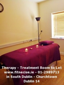 Therapy Treatment Room available to rent, to let, for hire in South Dublin Churchtown, close to Dundrum Rathfarnham Ballinteer Rathmines Templeogue Nutgrove