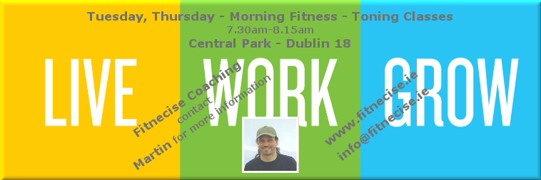 Live Work Grow - Morning Fitness Classes in Central Park, Leopardstown, Dublin 18 with Martin Fitnecise Coaching